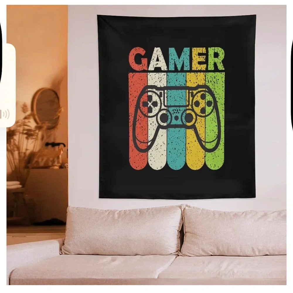 Gamer Wall Hanging, 50 x 60, Tapestry Throw for Home, Dorm Beach